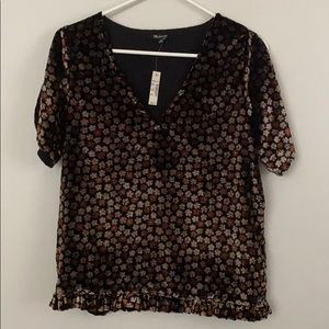 Madewell floral velvet top
